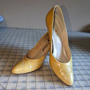 Joyce Vintage Heel Women Leather Lizard Print With Box